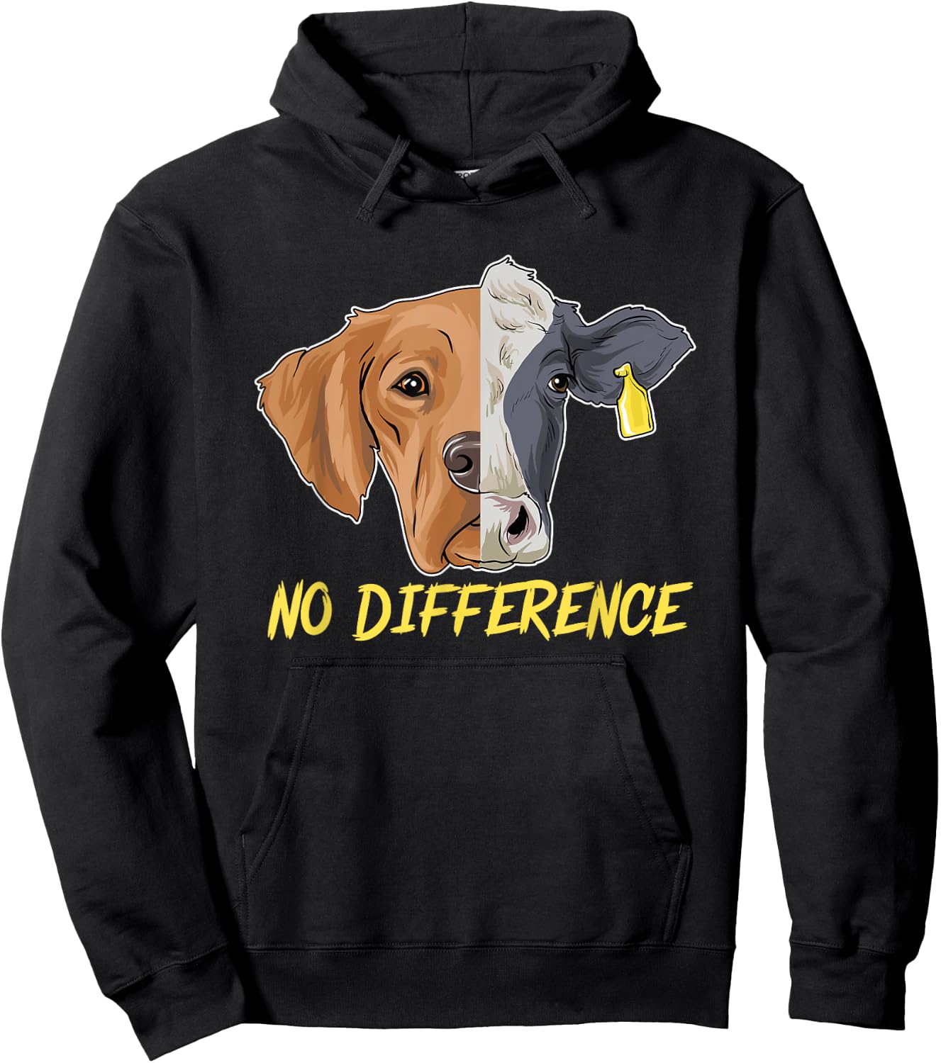 No Difference Vegan Vegetarian Gift Cow Dog Animal Lover Women Girls Kids Hoodie - Hoodie | Black