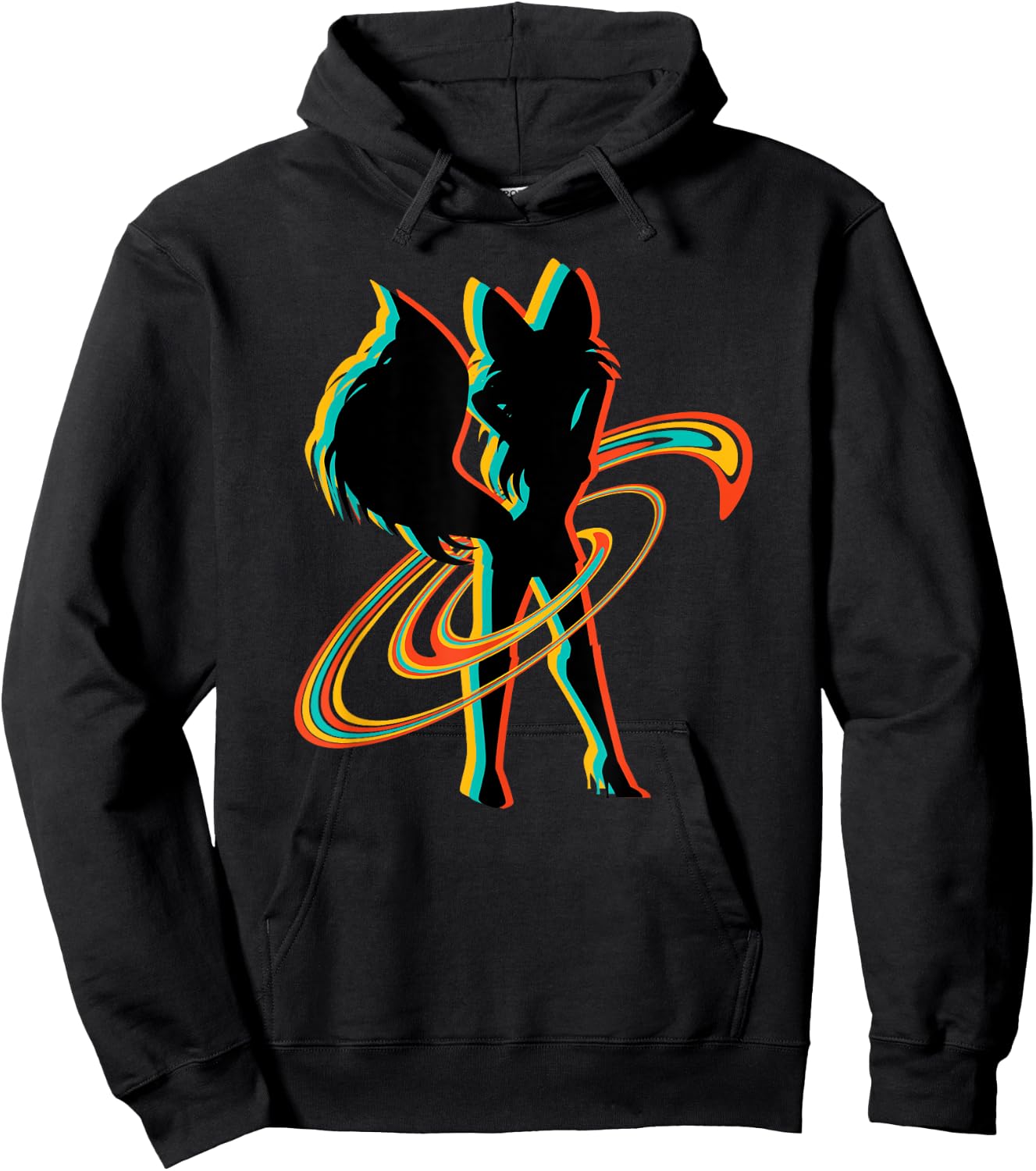 Retro Sexy Fox Anthropomorphic Furry Fandom Cosplay Fursona Hoodie - Hoodie | Black