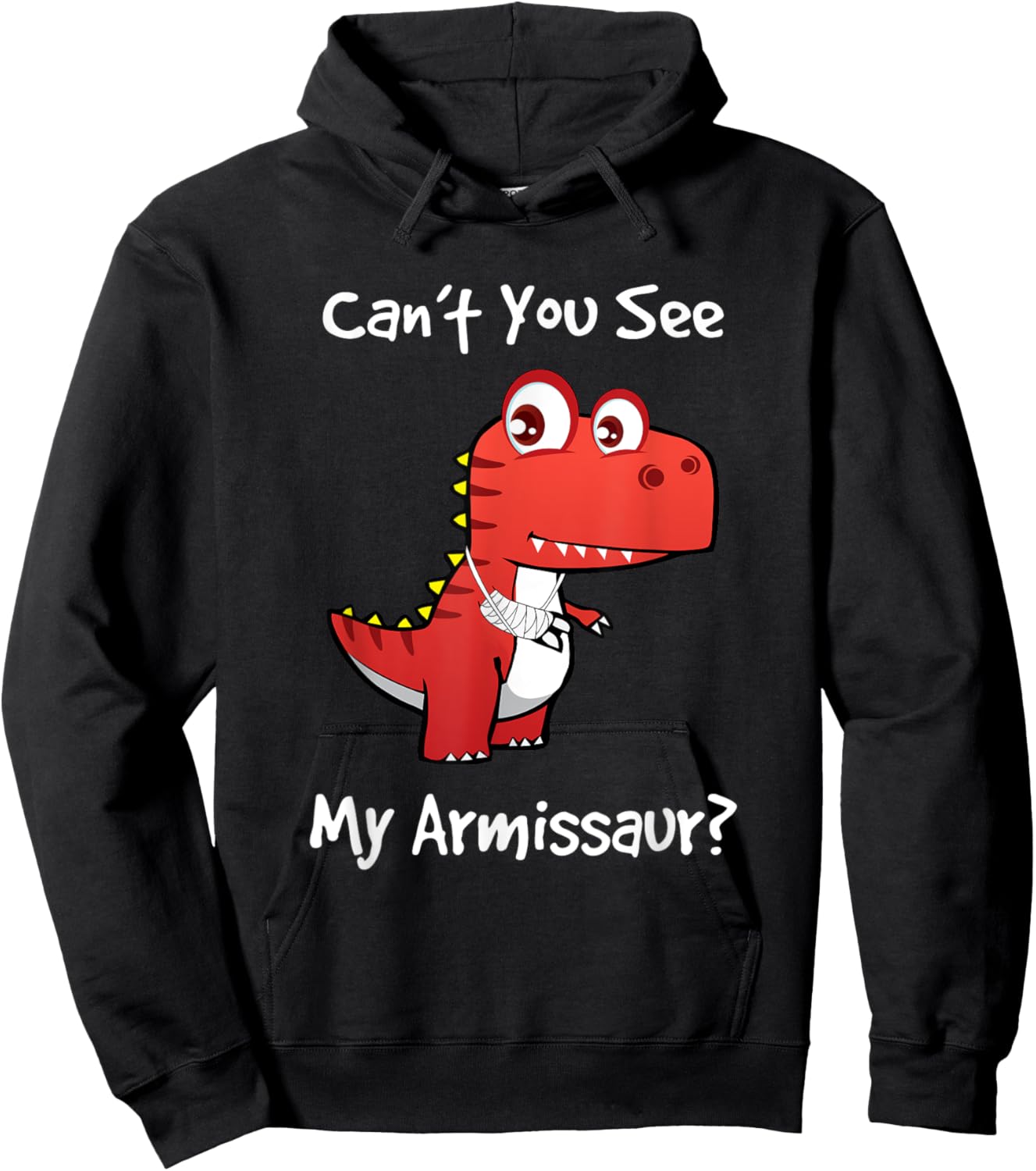 Funny Get Well Broken Arm Dinosaur with a Cast My Armissaur Hoodie - Hoodie | Black
