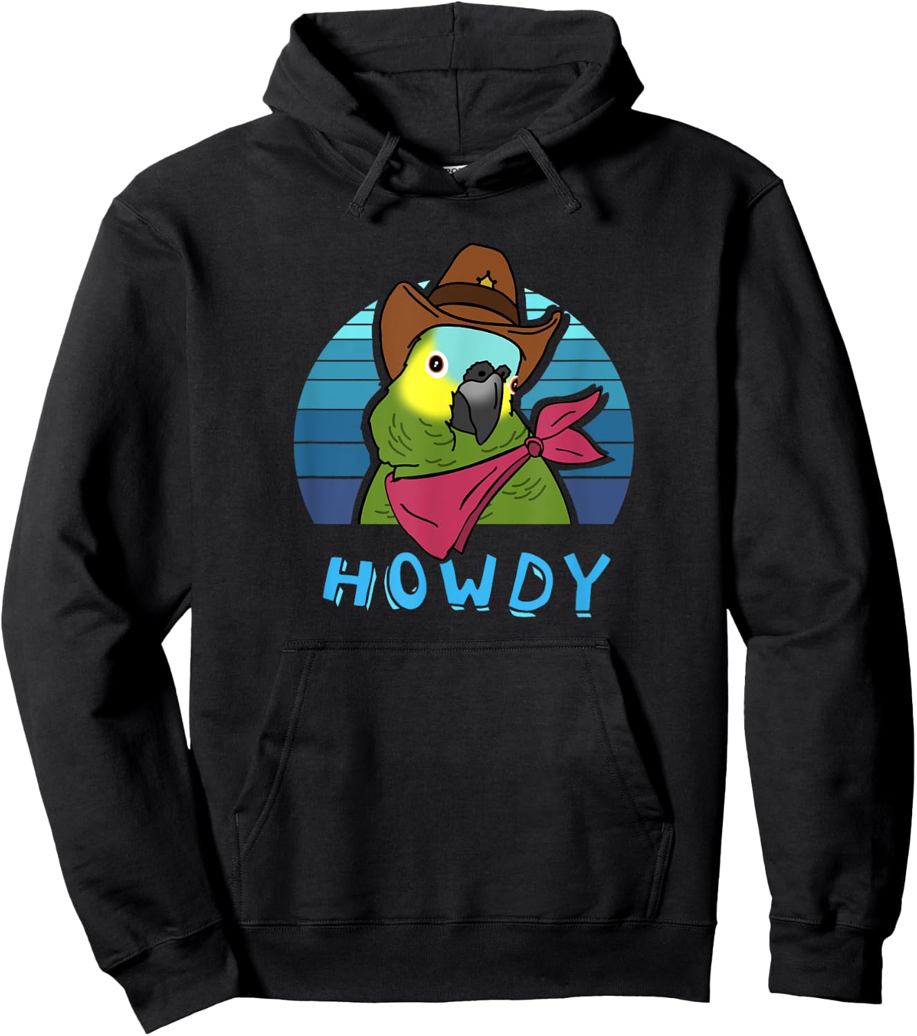 Aesthetic Howdy Parrot Funny Cowboy Blue Fronted Amazon Bird Hoodie - Hoodie | Black
