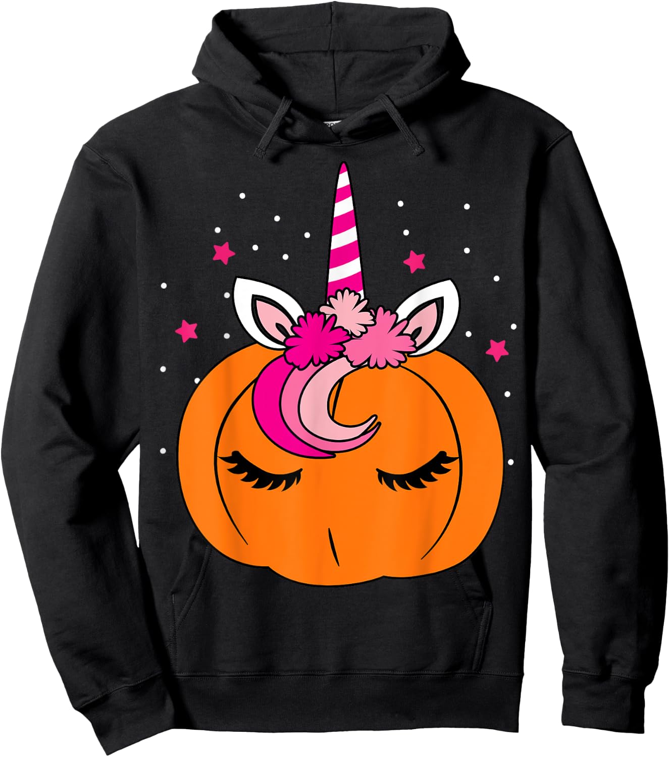 Cute Pumpkin Unicorn Face Costume Easy Halloween Gifts Hoodie - Hoodie | Black