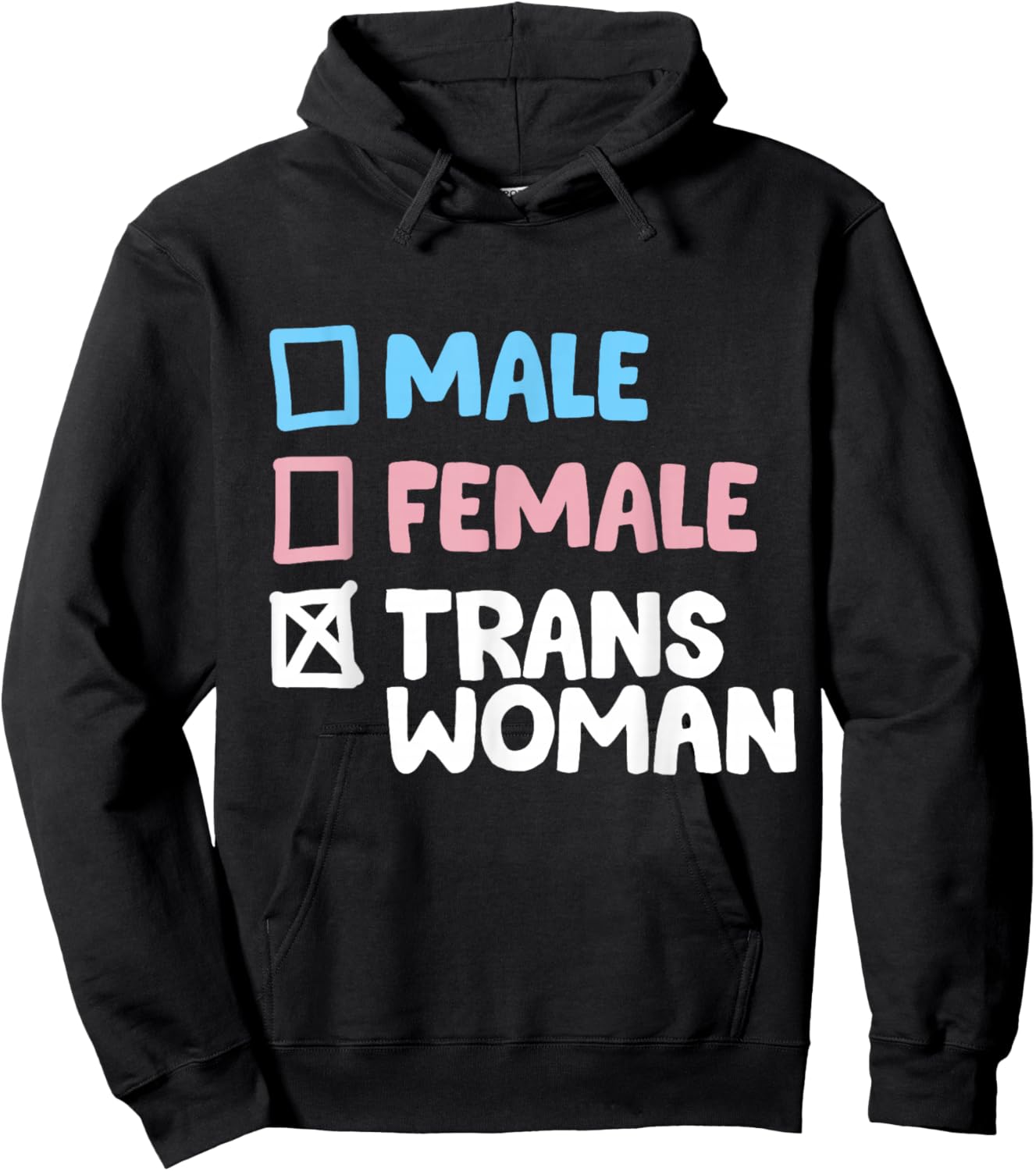 Man Woman Trans Woman Transgender Hoodie - Hoodie | Black