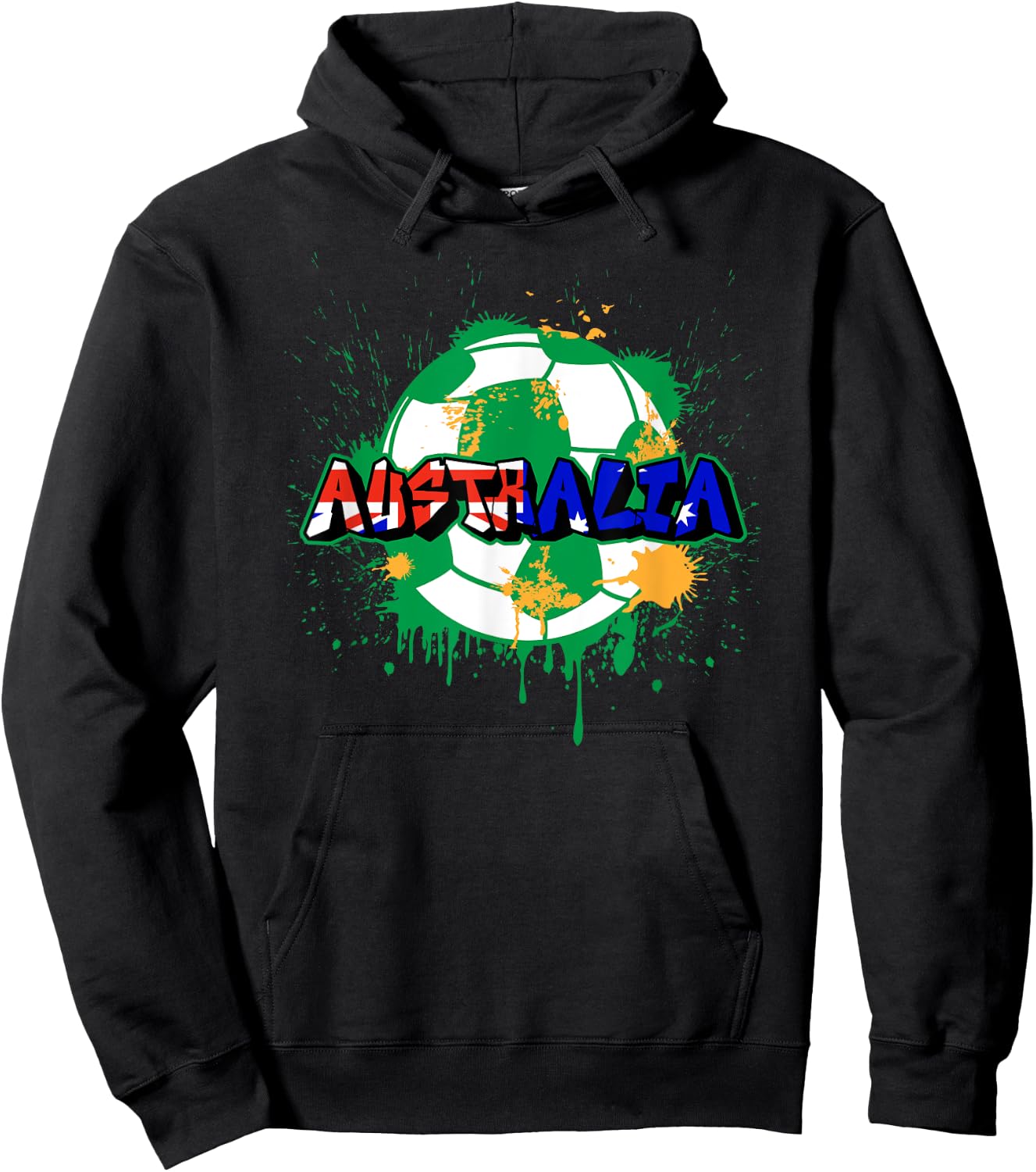 Australia Soccer Street Art Splatter Australian Flag Hoodie - Hoodie | Black