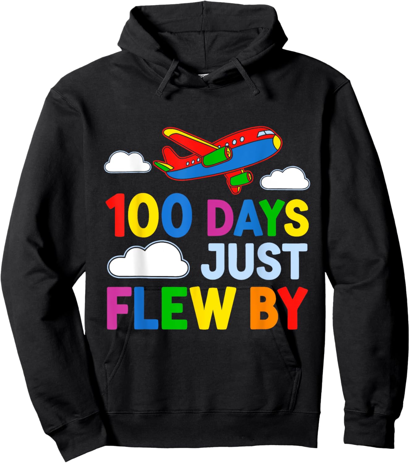 100 Days Just Flew By Airplane 100th Day Of School Kids Teen Hoodie - Hoodie | Black