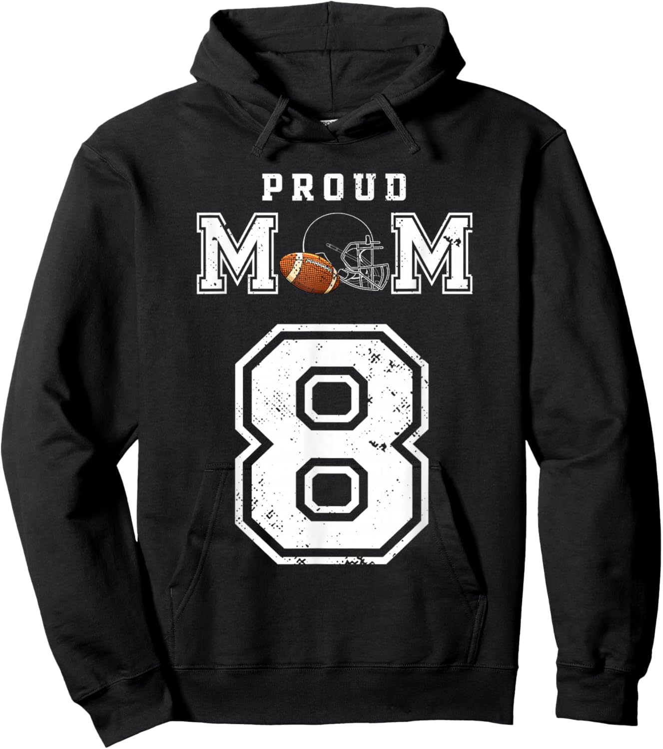 Custom Proud Football Mom Number 8 Personalized Hoodie - Hoodie | Black