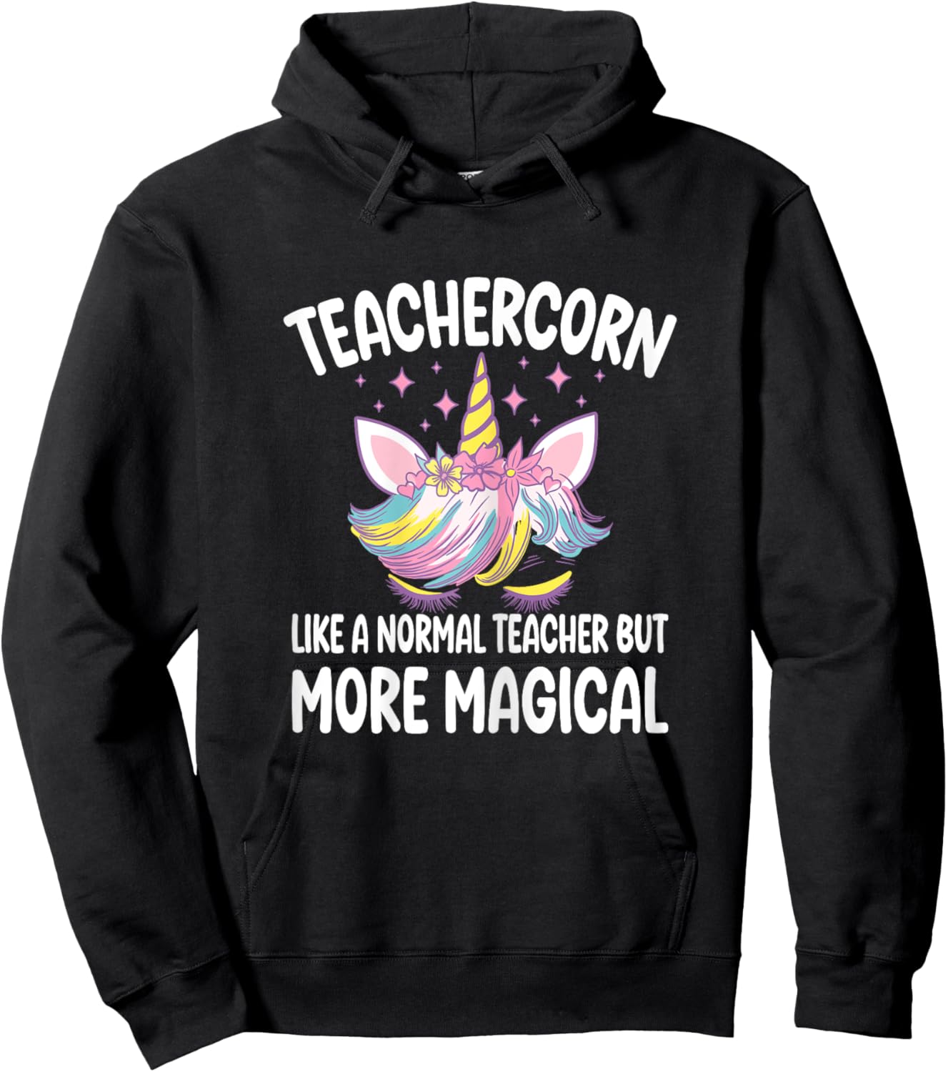 Teachercorn Funny Unicorn Teacher Hoodie - Hoodie | Black