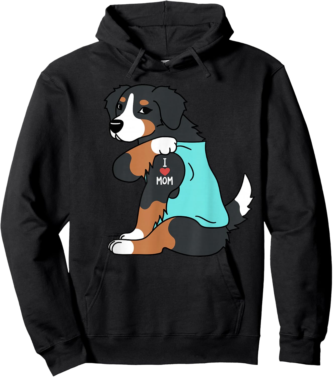 I Love Mom Tattoo Bernese Mountain Dog Funny Mother's Day Hoodie - Hoodie | Black