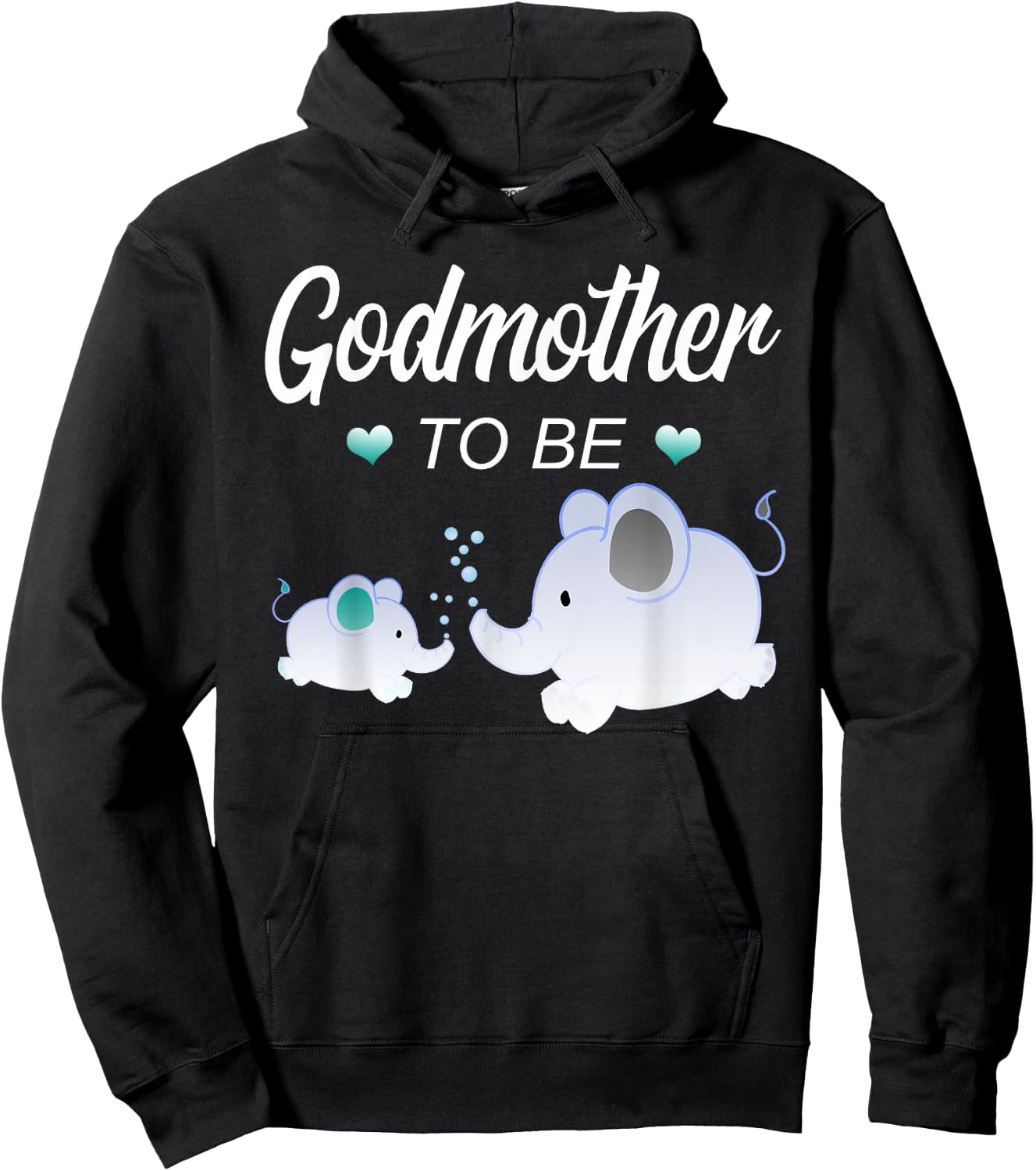 Godmother To Be Elephant Baby Shower For Boy Hoodie - Hoodie | Black