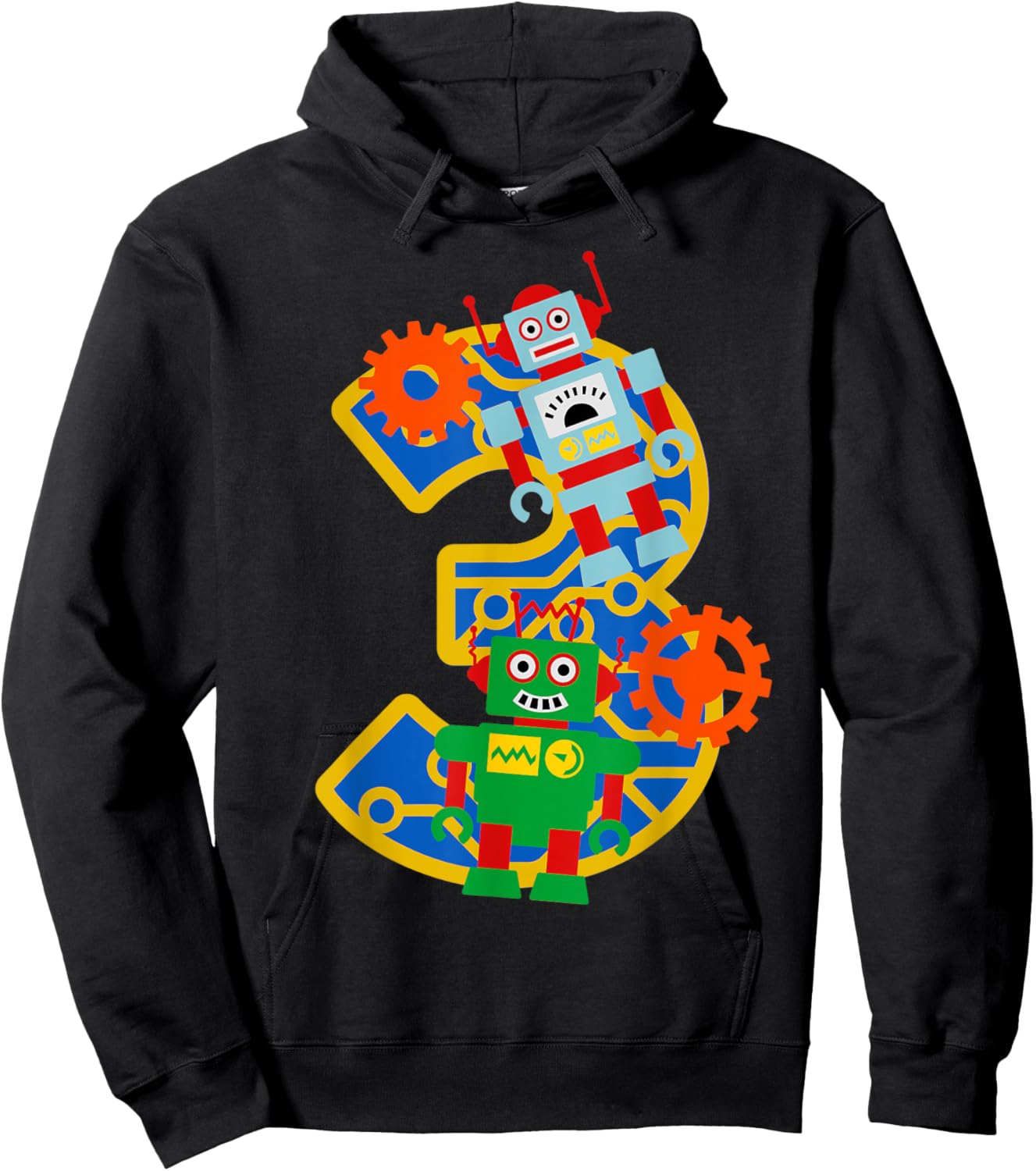3rd Birthday Boy 3 Year Old Little Robot Robotics Engineer Hoodie - Hoodie | Black