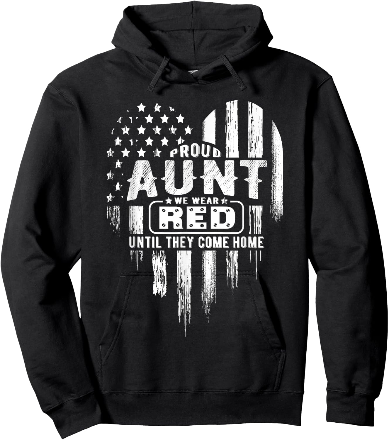 Proud Aunt Red Friday Military Family American Flag Heart Women Kids Men Hoodie - Hoodie | Black