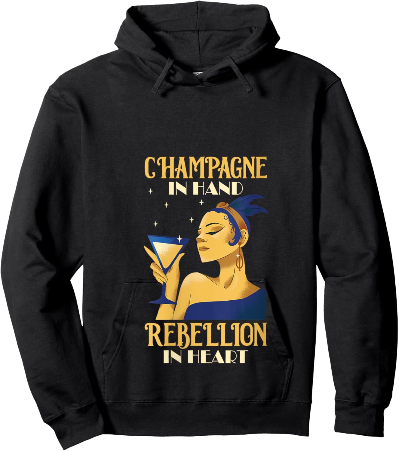 20s Themed Party Outfits Roaring 20s Flapper Dress Girl V-Neck Hoodie - Hoodie | Black