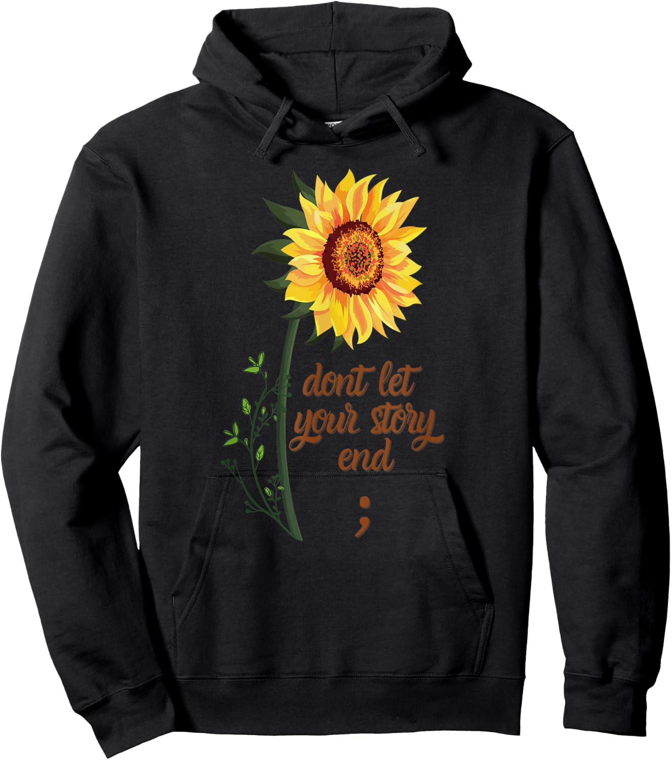 Mental Health Awareness Sunflower Don't Let Your Story End Hoodie - Hoodie | Black