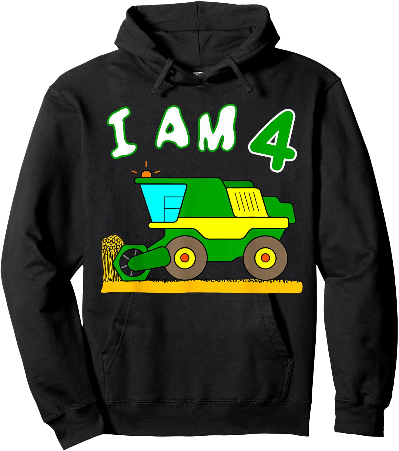 Combine Harvester Birthday 4 Year Hoodie - Hoodie | Black