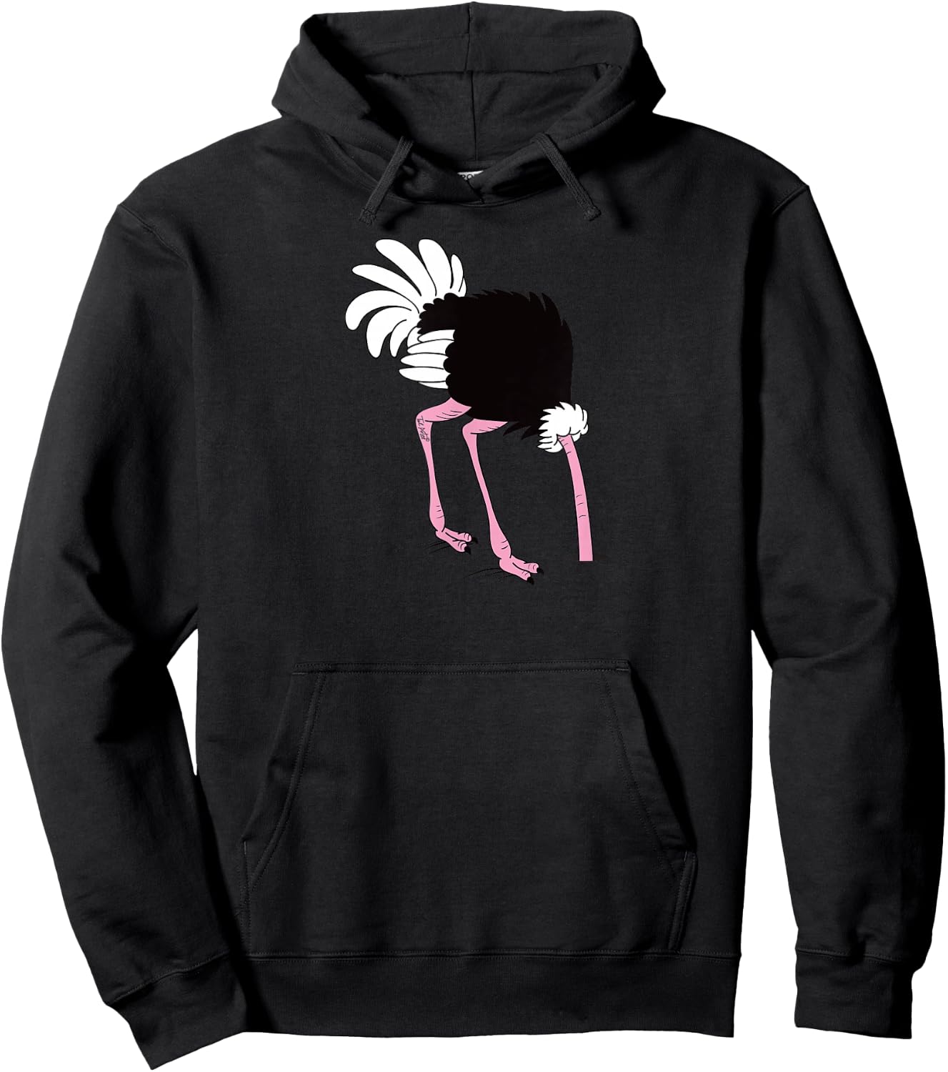 Funny Cute Ostrich Hiding Head in sand Cartoon Hoodie - Hoodie | Black