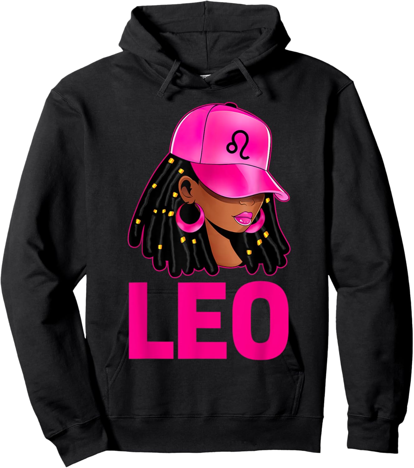 Leo Queen Loc'd Hair Black Woman Cap Zodiac Sign Hoodie - Hoodie | Black