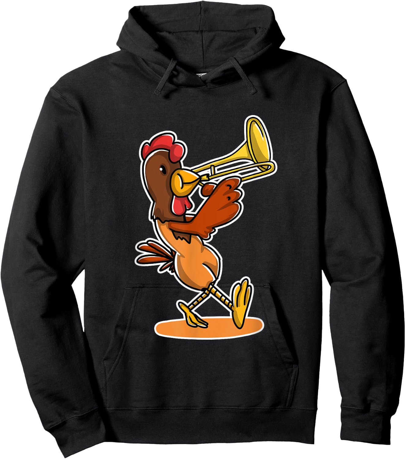 Funny Chicken Playing Trumpet Lover Gift Trumpeter Gifts Hoodie - Hoodie | Black