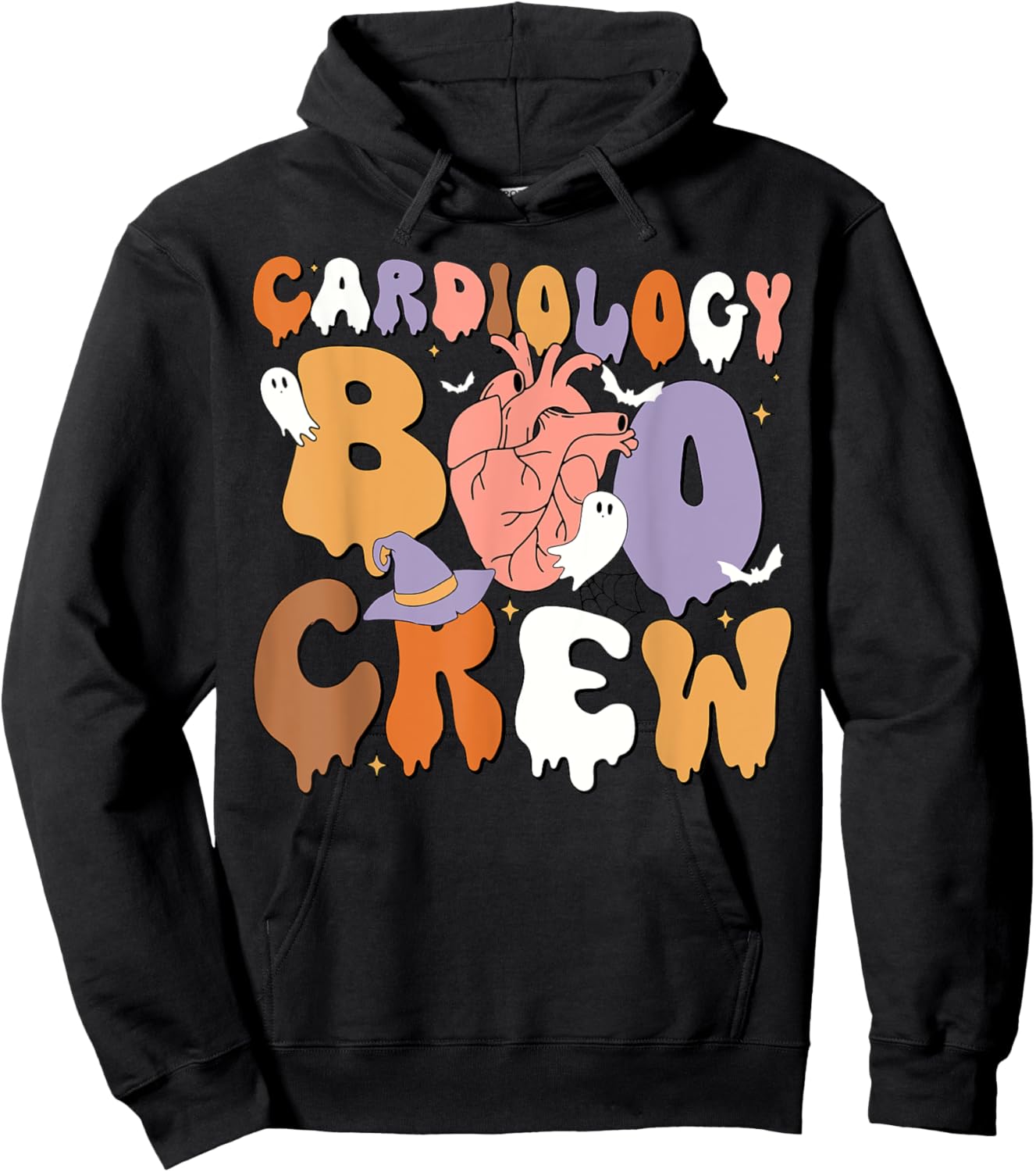 Retro Cardiology Boo Crew CVICU Cardiac Nurse Halloween Hoodie - Hoodie | Black