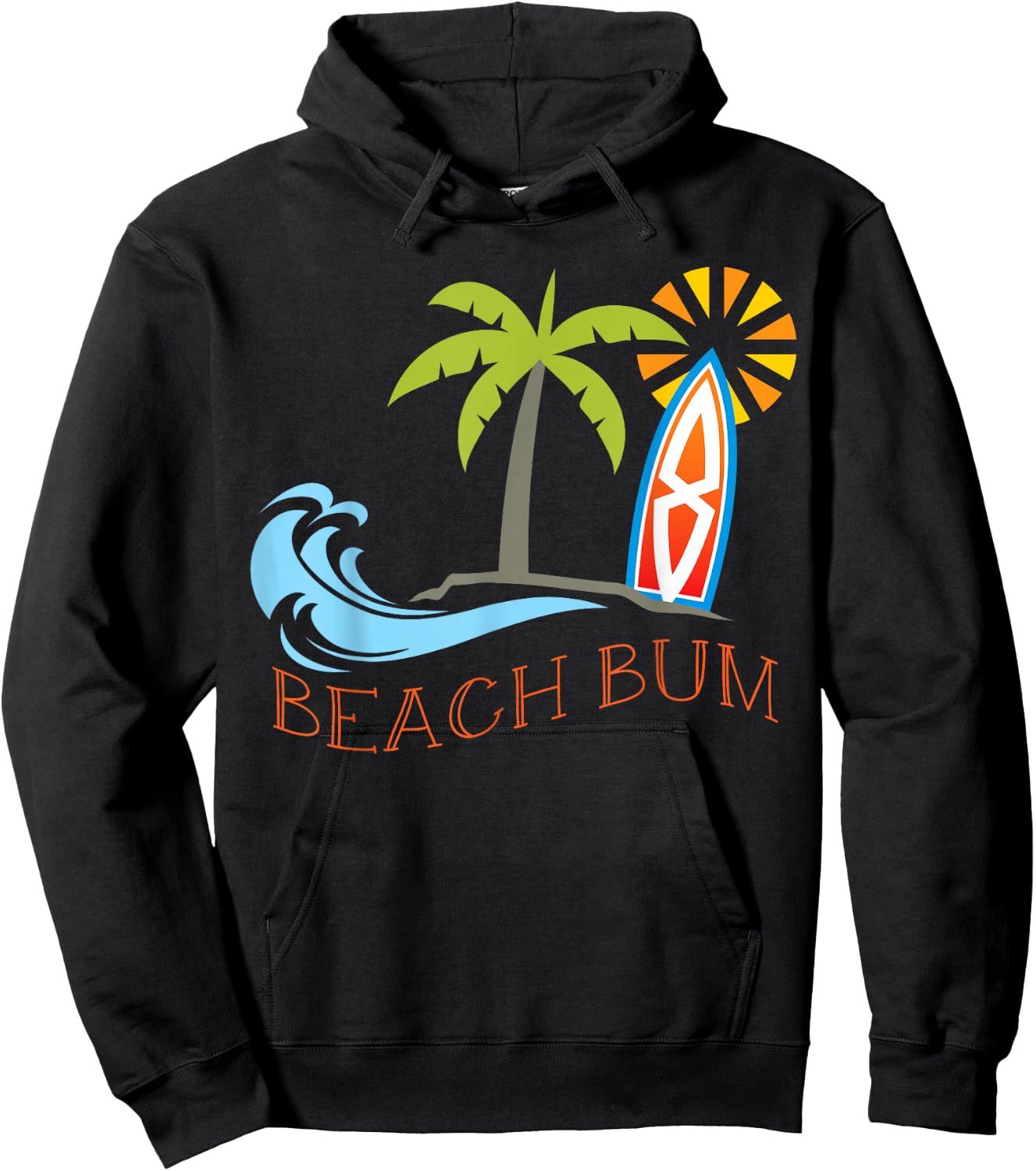 Beach Bum Surfboard Waves Tan Water Ocean Sea Nautical Hoodie - Hoodie | Black