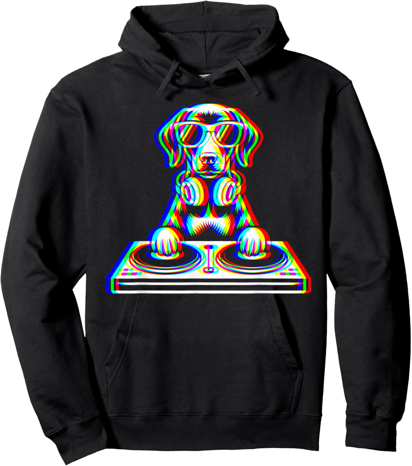 Funny German Shorthaired Pointer DJ Glitch Rave EDM Music Hoodie - Hoodie | Black