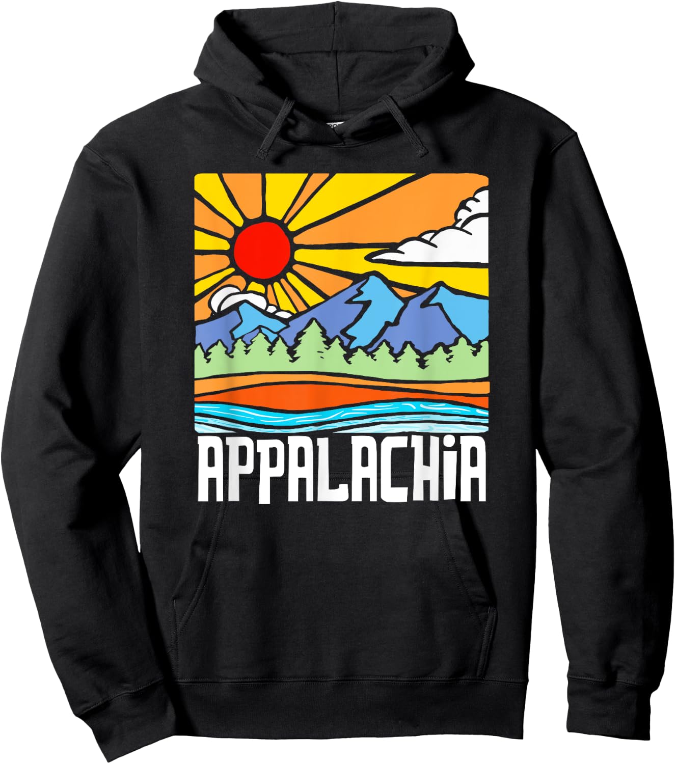 Appalachia Artistic Nature & Mountains Vintage Graphic Hoodie - Hoodie | Black