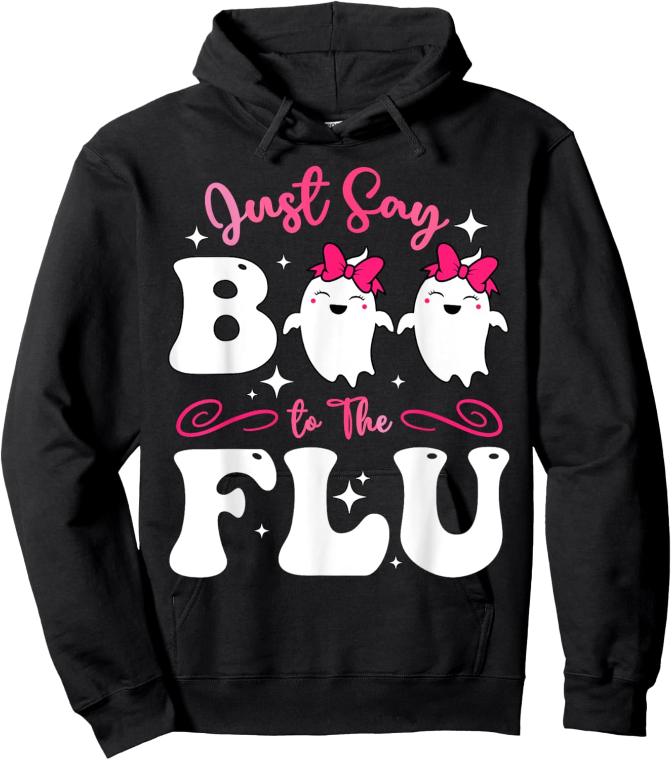 Say Boo To The Flu Halloween Coquette Bow Ghost Boo To Flu Hoodie - Hoodie | Black