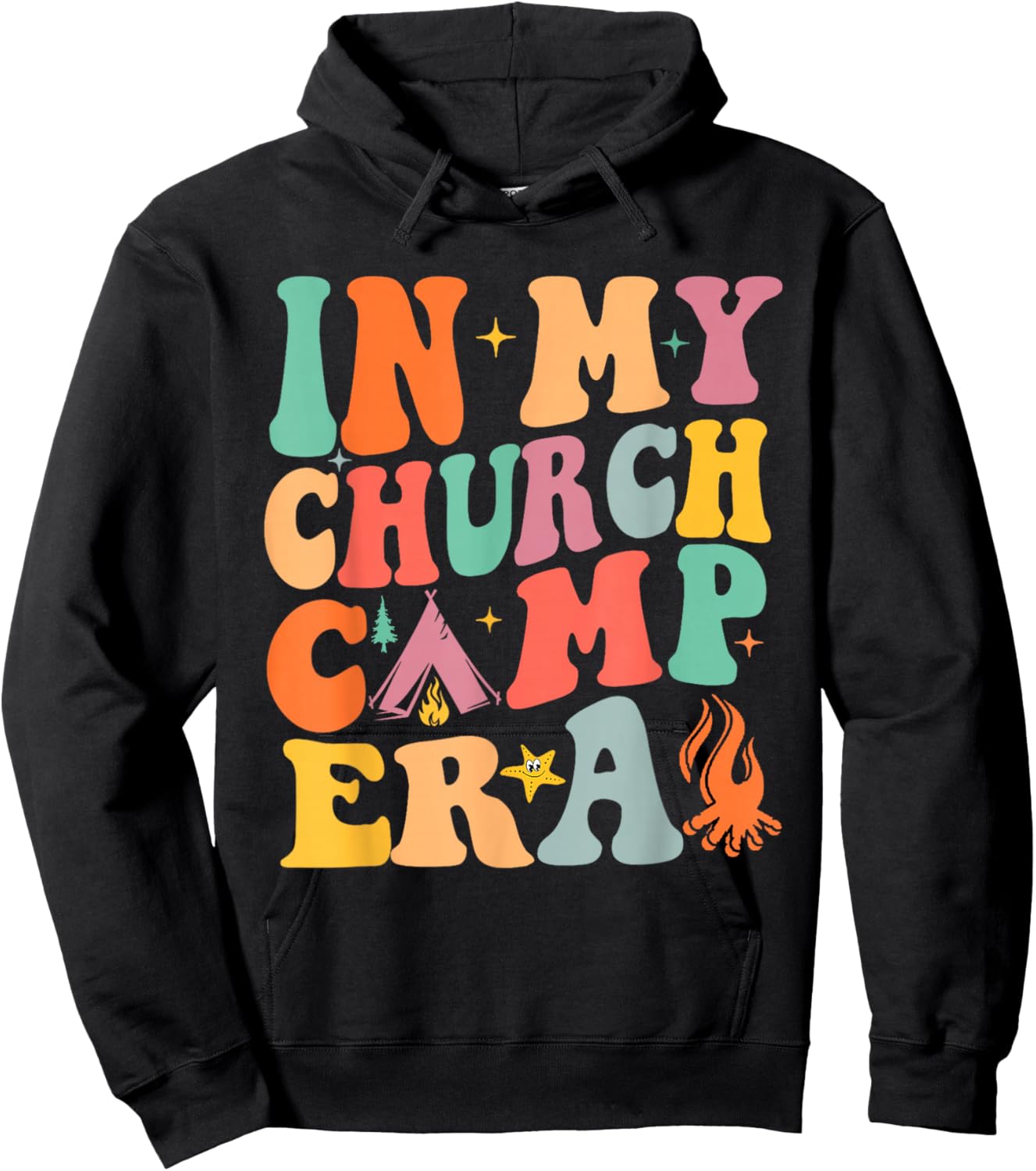 In My Church Camp Era Funny Summer Camping Hoodie - Hoodie | Black