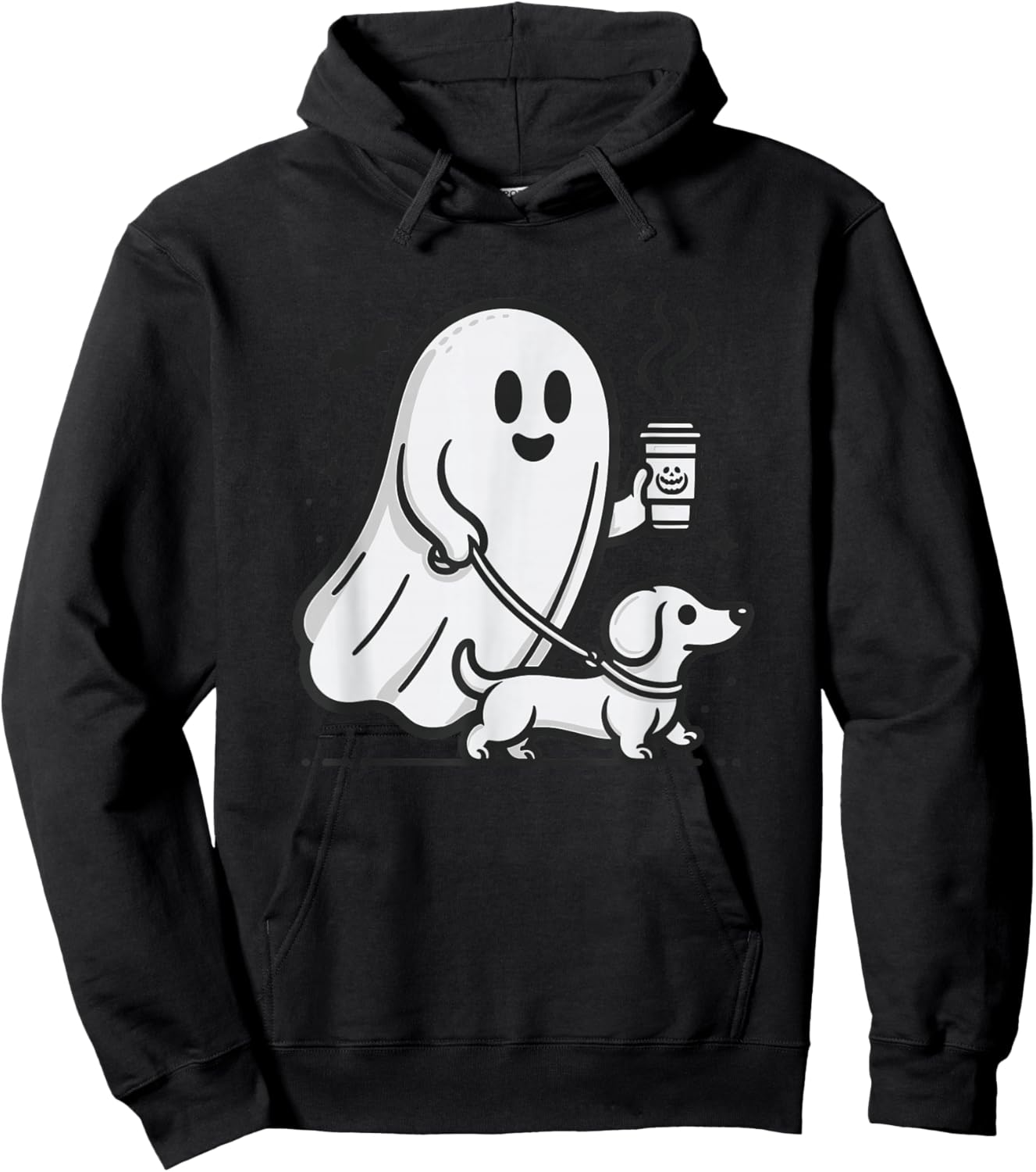 Funny Dachshund Ghost Halloween Spooky Season Weenie Dog Hoodie - Hoodie | Black