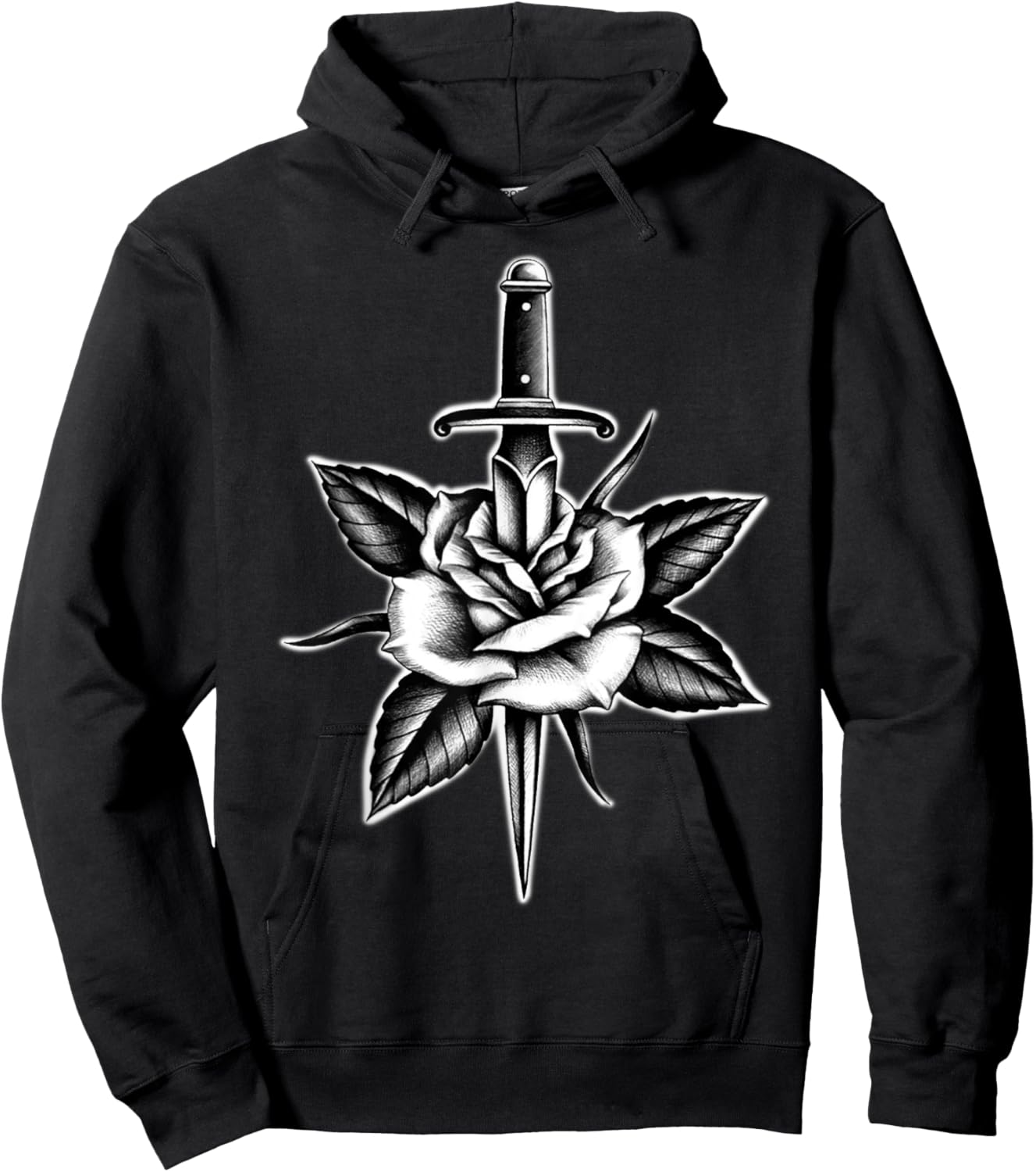 Rose and Dagger American Traditional Tattoo Hoodie - Hoodie | Black