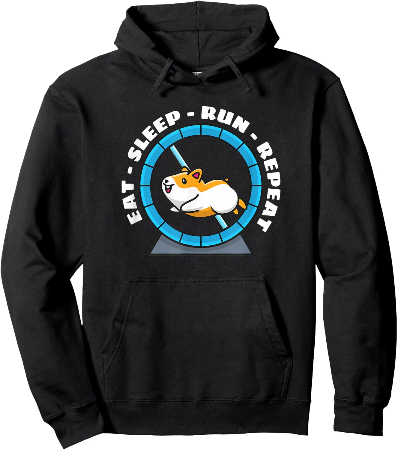 Eat Sleep Run Repeat Hamster Running Wheel Hoodie - Hoodie | Black