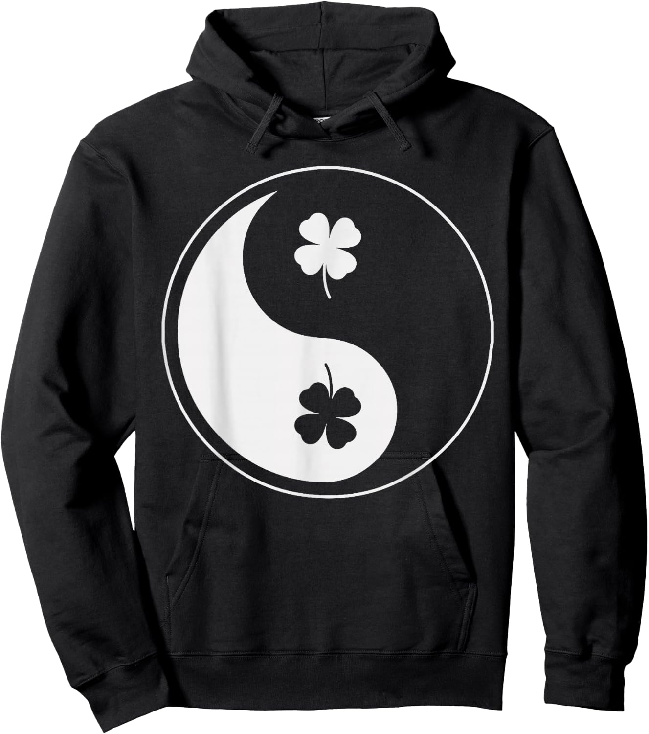 Shamrock Yin Yang Shirt Yoga Meditation St Patricks Day Hoodie - Hoodie | Black