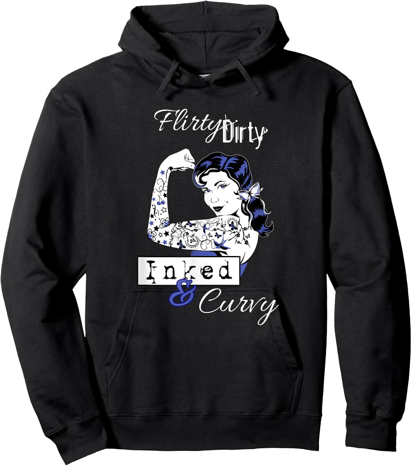 Flirty Dirty Inked Curvy Women BDSM Cute Adult Tattoo Humor Hoodie - Hoodie | Black