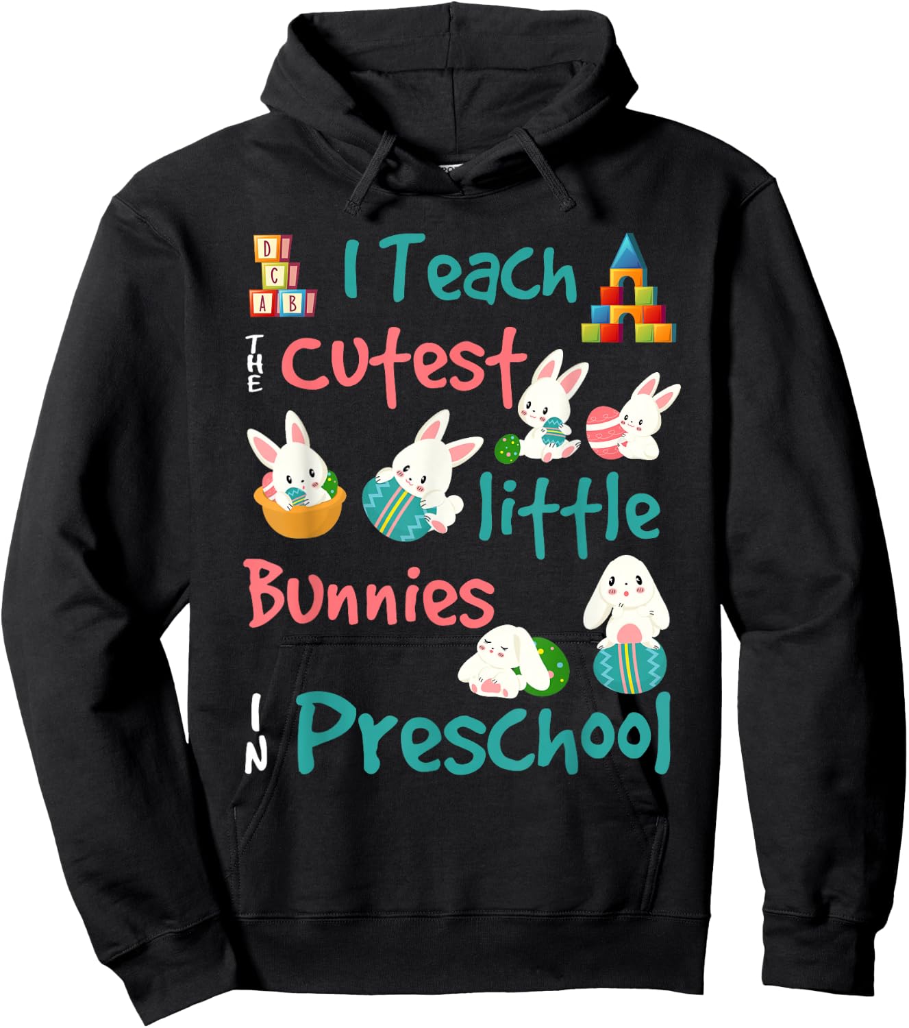 Easter Preschool Teacher Shirt Gift Easter Shirts Hoodie - Hoodie | Black