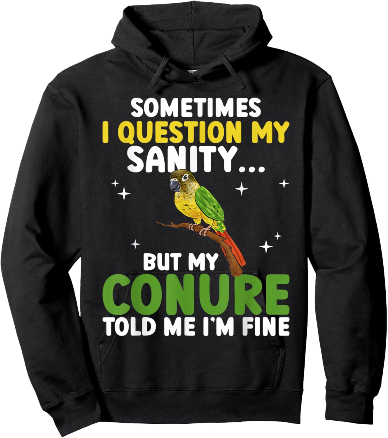 Green Cheek Conure Parrot Bird Conure Hoodie - Hoodie | Black