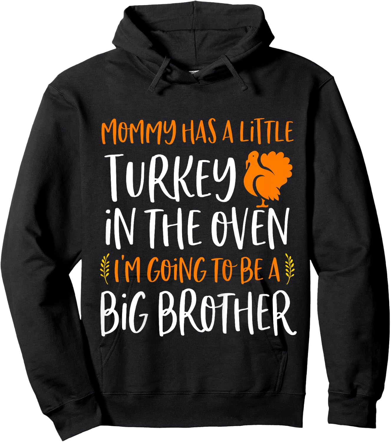 Kids Big Brother Thanksgiving Pregnancy Announcement Shirt Fall Hoodie - Hoodie | Black