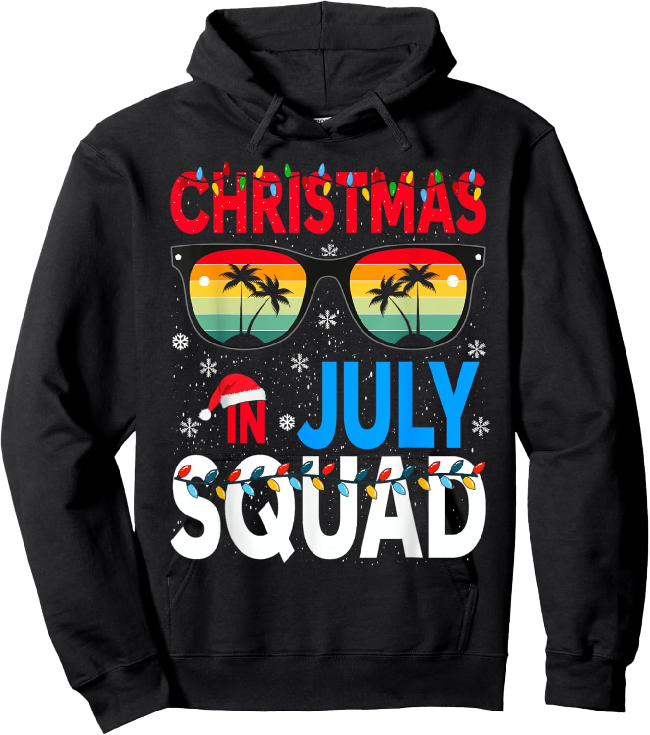 Christmas In July Squad Family Beach Vacation Summer Hoodie - Hoodie | Black