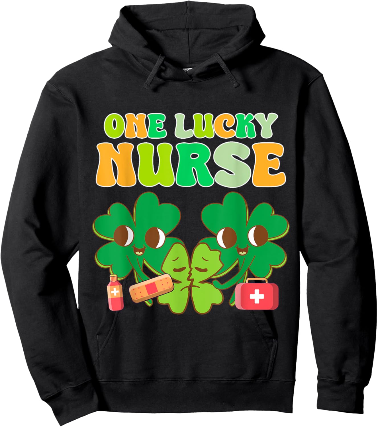 One Lucky Nurse Squad Scrubs Shamrock St Patrick's Day Women Hoodie - Hoodie | Black