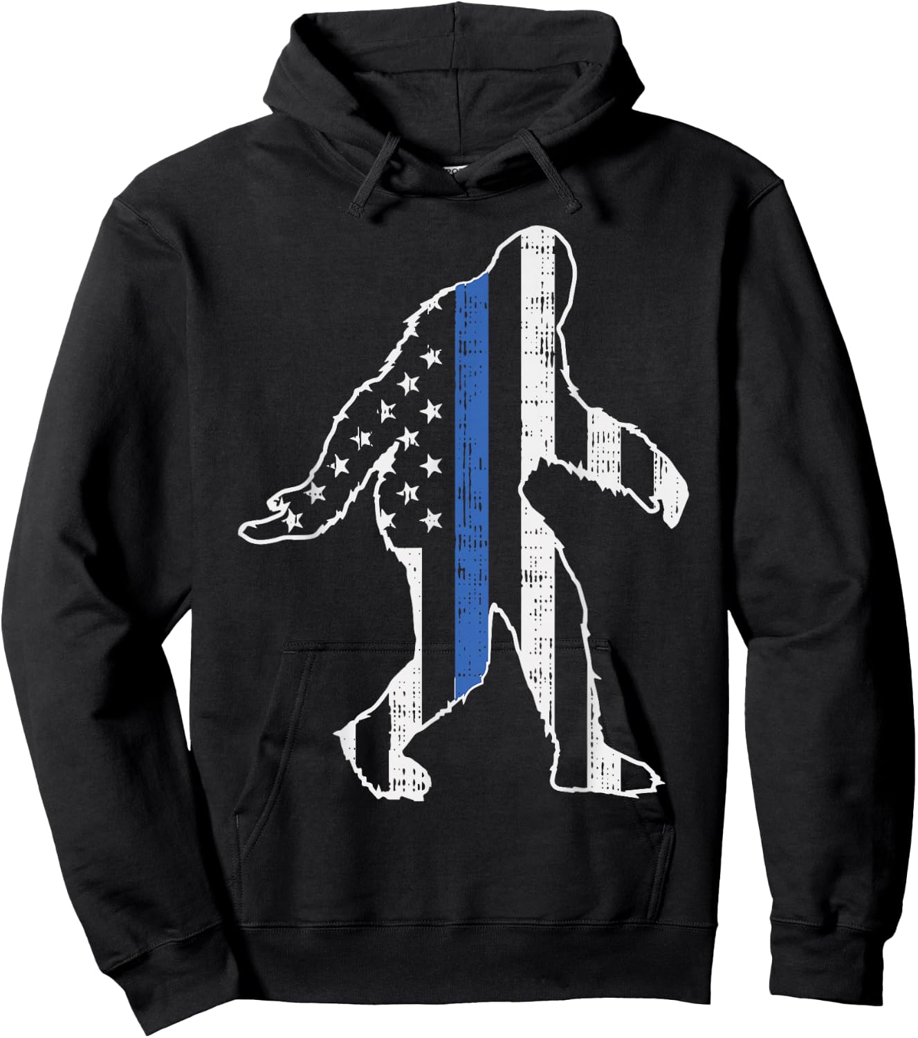 Thin Blue Line Bigfoot Law Enforcement LE Cop US Flag Police Hoodie - Hoodie | Black