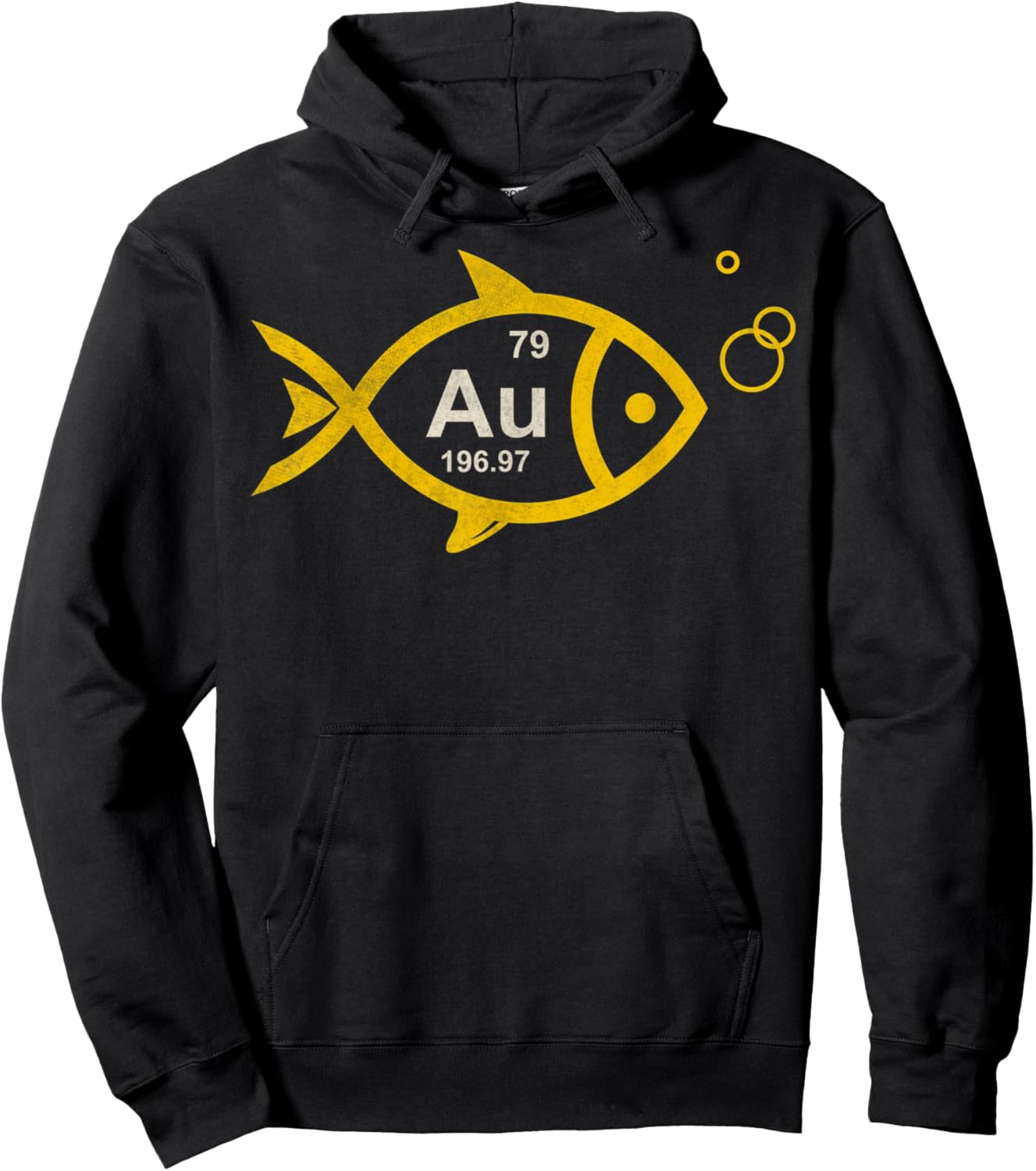Vintage GoldFish Chemical Element Au Fishing Chemistry Hoodie - Hoodie | Black