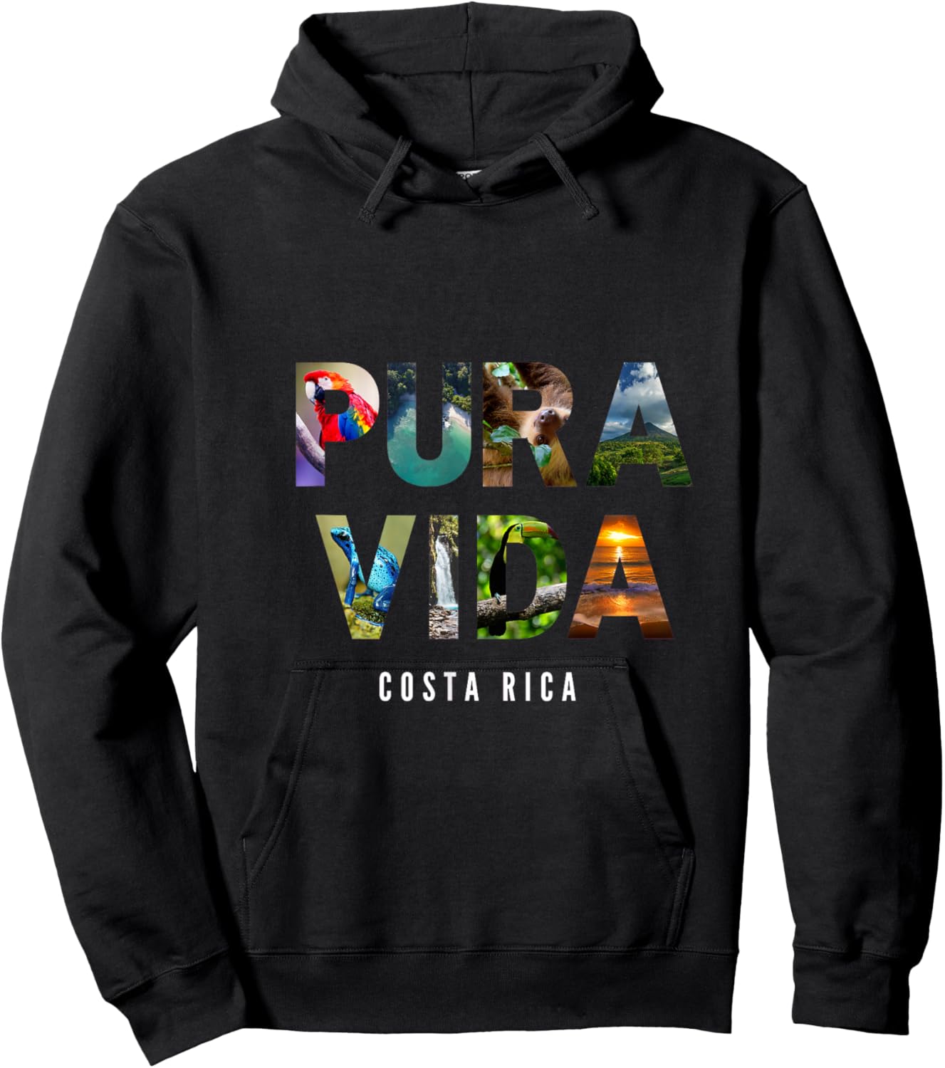 Pura Vida Costa Rica Tropical Vacation Souvenir Hoodie - Hoodie | Black