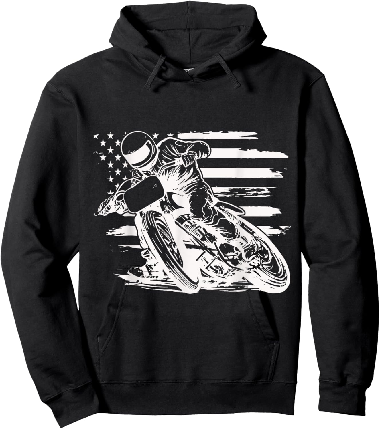 Dirt Bike American Flag Motocross Biker 4th Of July Hoodie - Hoodie | Black