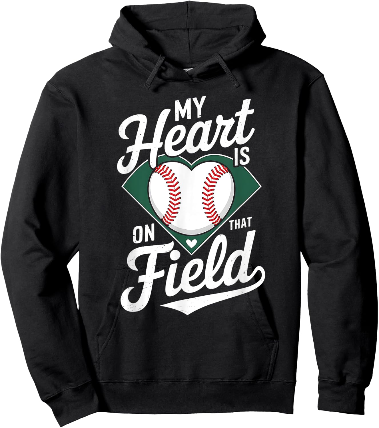 My Heart Is On That Field Cute Baseball Mom Baseball Lover Hoodie - Hoodie | Black