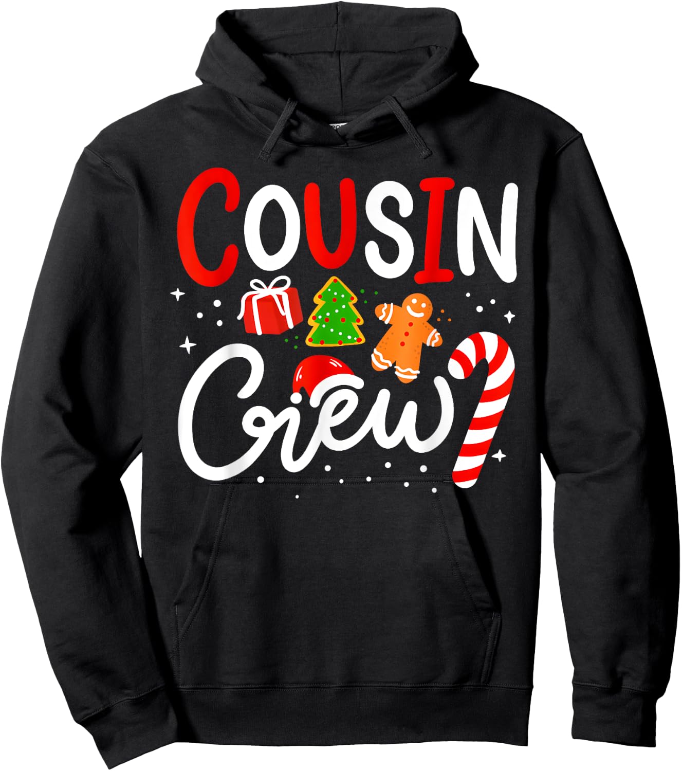 Christmas Cousin Crew Funny Santa Hat Light Kids Men Women Hoodie - Hoodie | Black