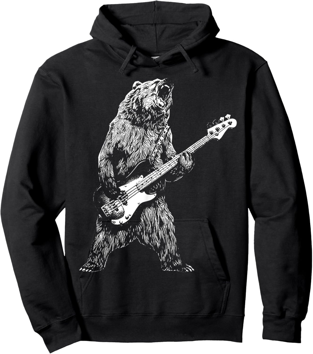 Bear Playing Bass Guitar Shirt Animal Playing Guitar Hoodie - Hoodie | Black