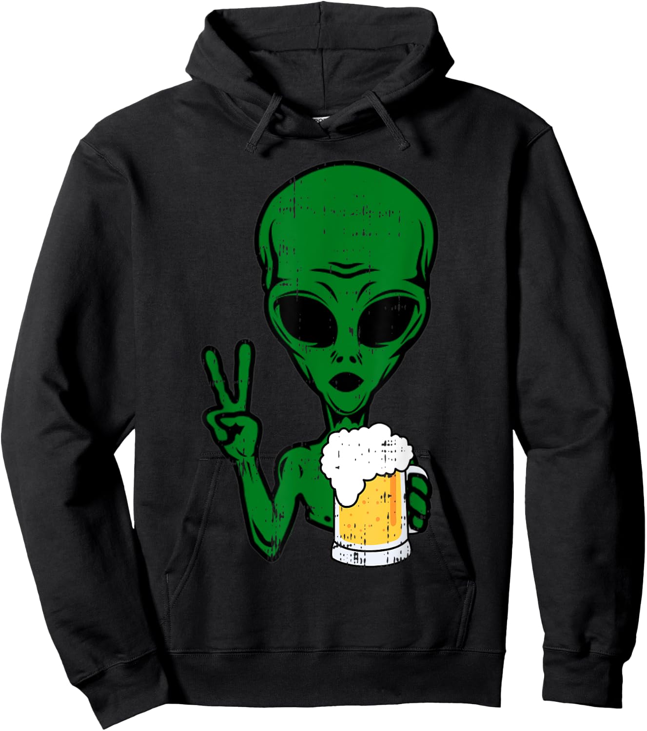 Area-51 Alien Beer Peace Sign Lazy Drinking Halloween Gift Hoodie - Hoodie | Black