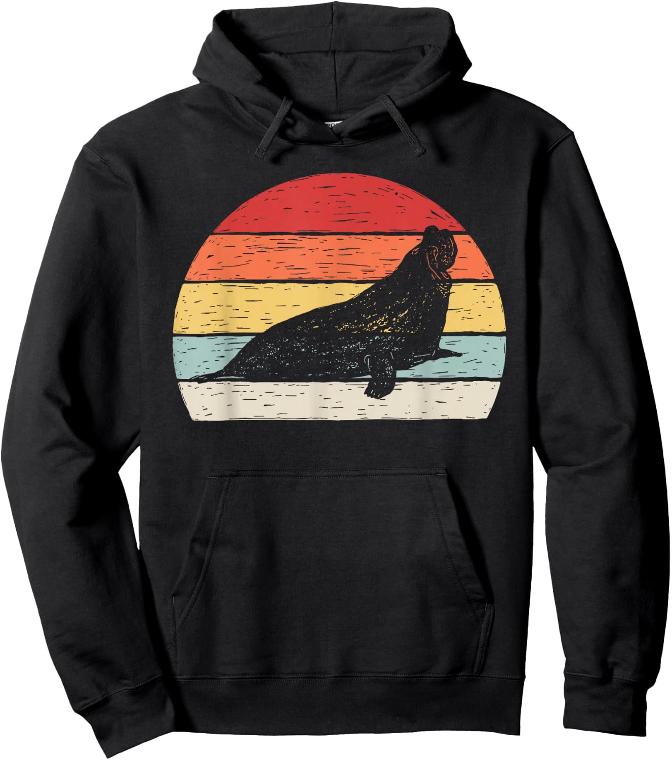 Vintage Retro Elephant Seal Hoodie - Hoodie | Black