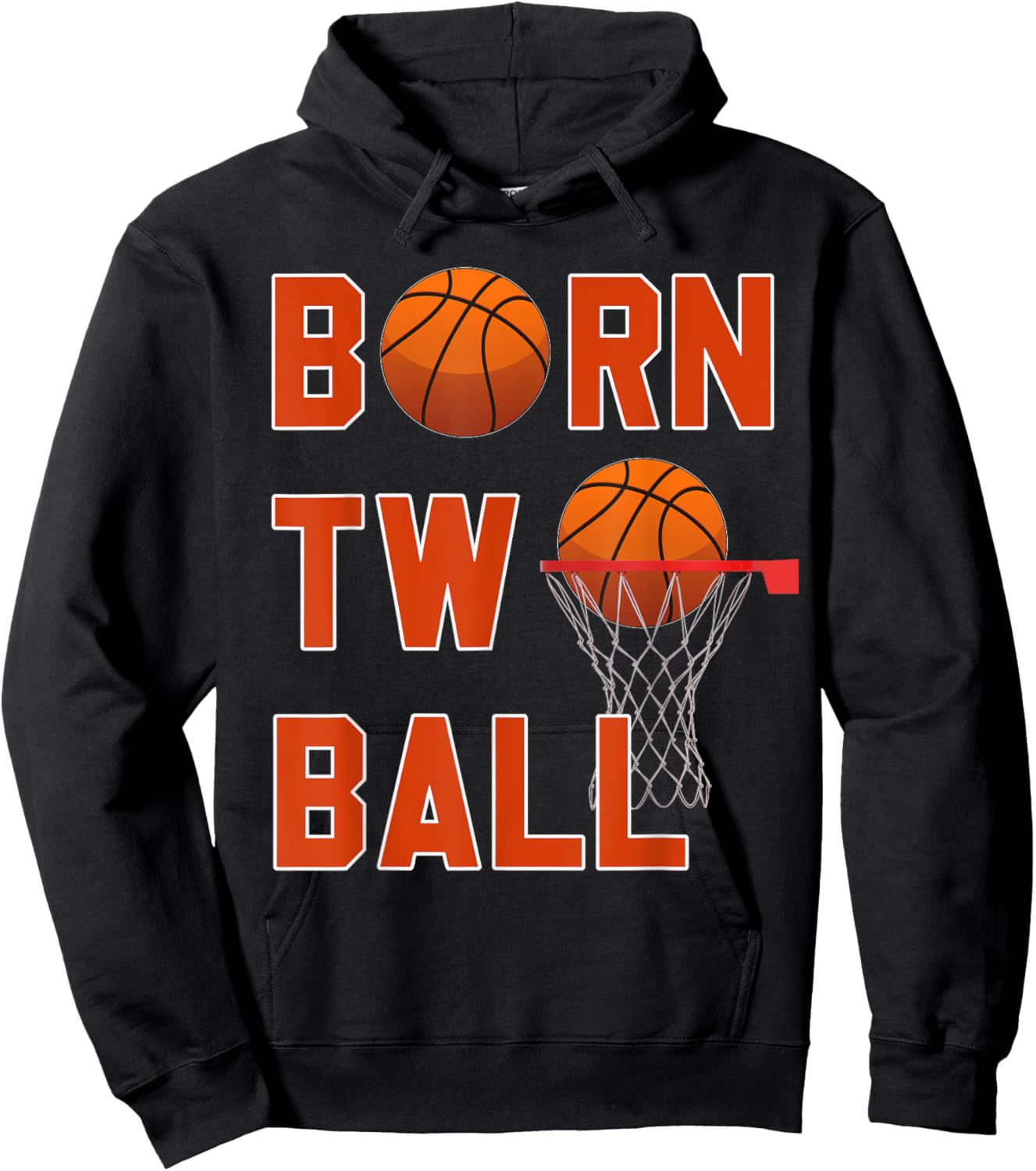 "Born TWO Ball" Basketball Theme 2nd Birthday Boy's Party Hoodie - Hoodie | Black