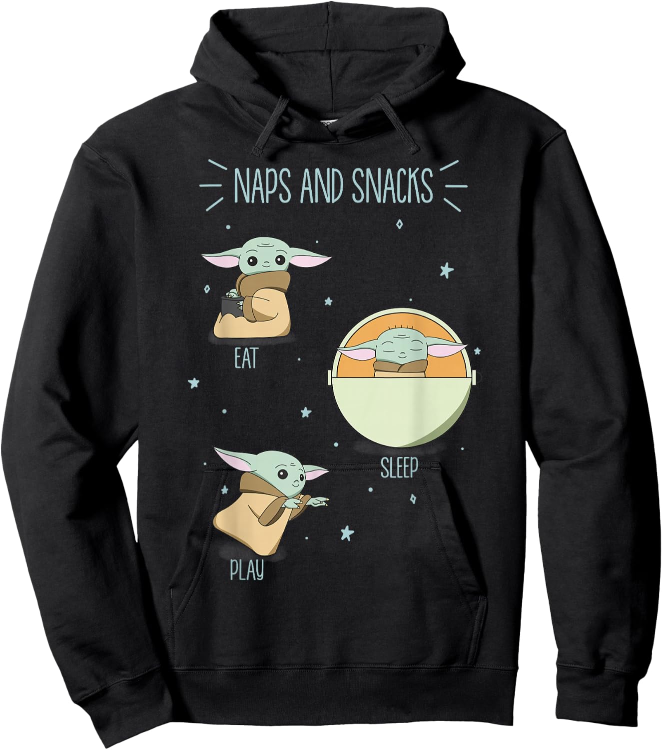 Star Wars The Mandalorian The Child Naps And Snacks Doodles Hoodie - Hoodie | Black