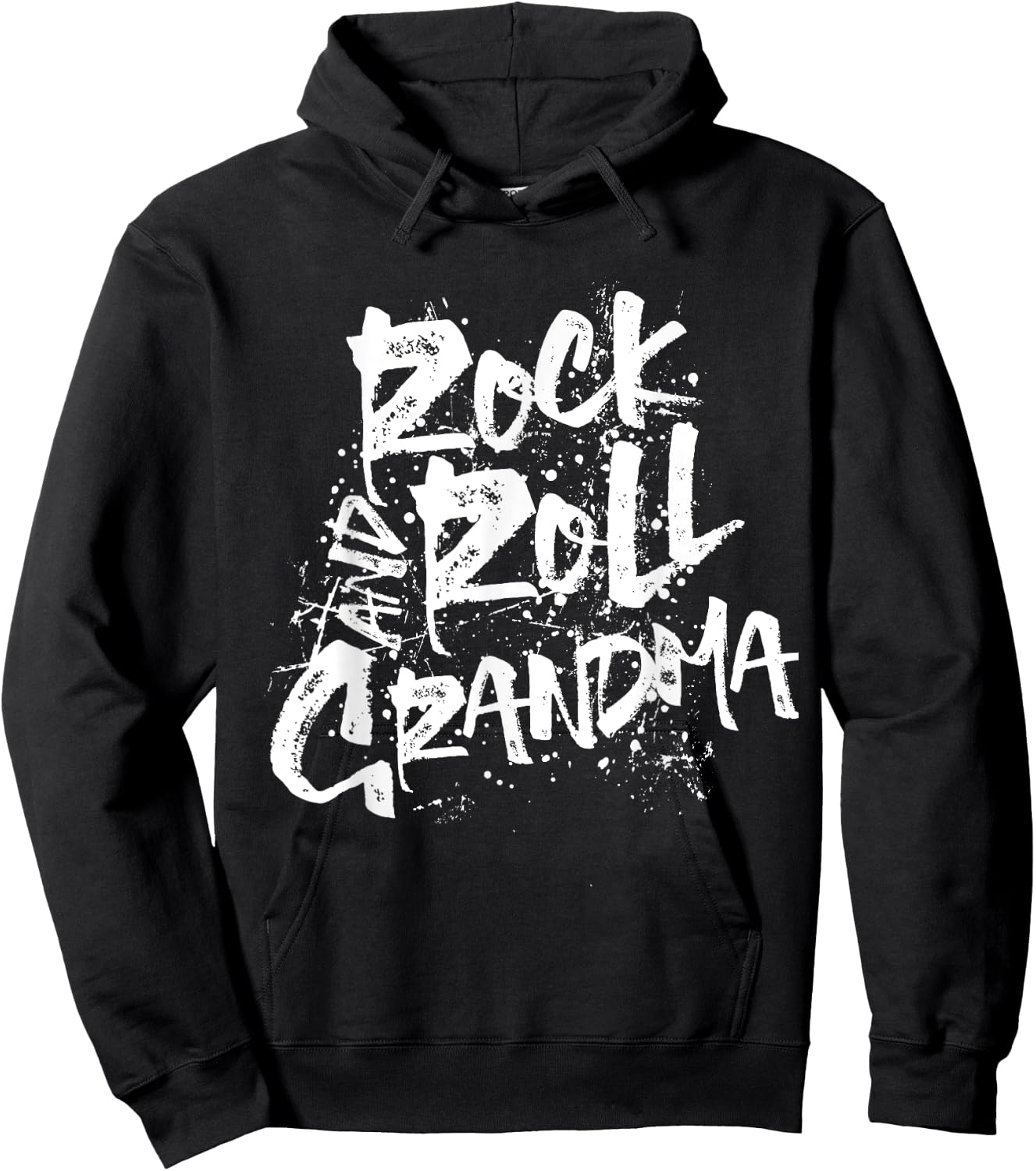 Rock And Roll Grandma Grunge Text Gift Hoodie - Hoodie | Black