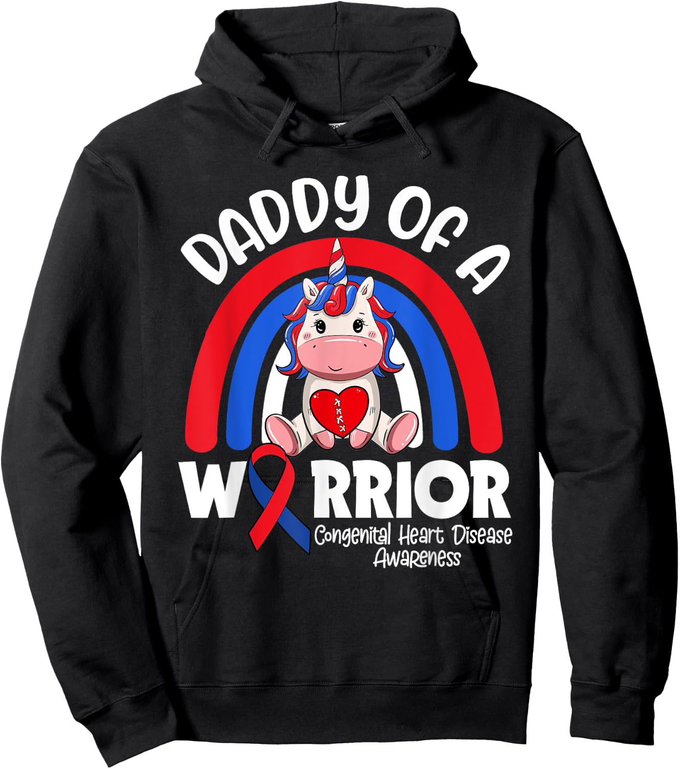 Daddy Of A Heart Warrior CHD Awareness Week Clothing Gift Hoodie - Hoodie | Black