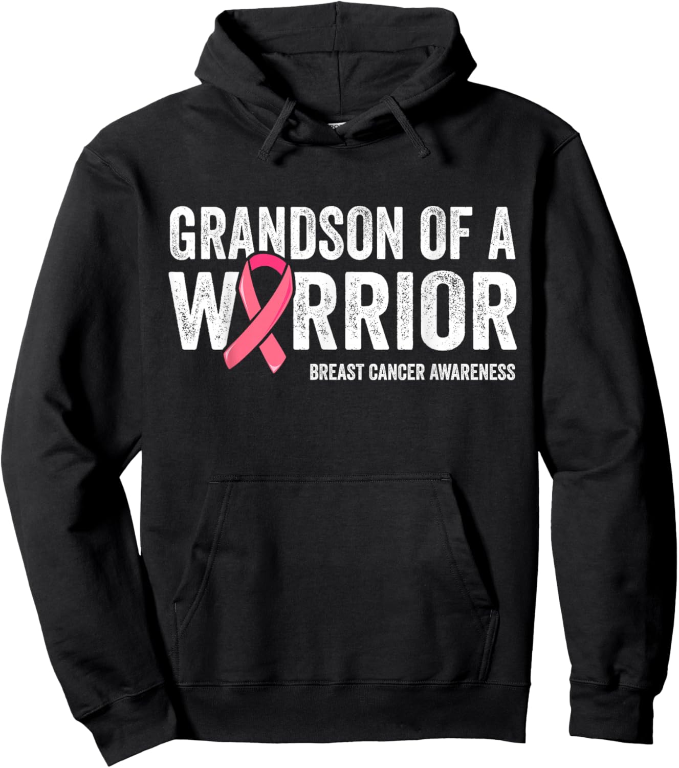 Grandson Of A Warrior Grandma Shirts, Breast Cancer Matching Hoodie - Hoodie | Black